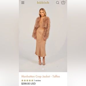 Bubish Manhattan Feather Crop Jacket - Toffee / Blush - Size M/L